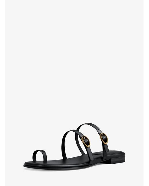 Michael Kors Black Kya Leather Flat Sandal