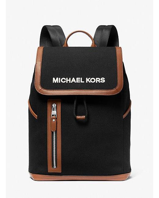 Michael Kors Black Mk Brooklyn Cotton Canvas Backpack for men