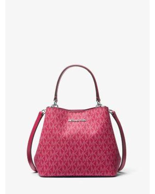 Michael Kors Pink Pratt Small Signature Logo Convertible Shoulder Bag