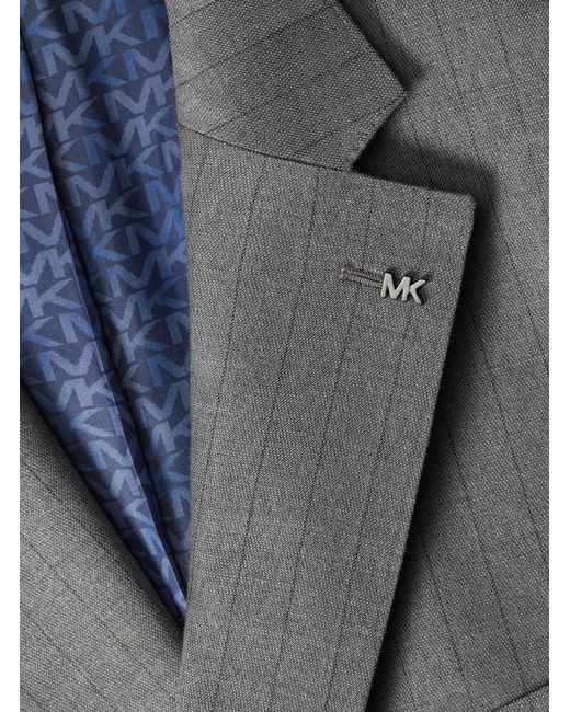 Michael Kors Gray Mk Pinstripe Stretch Wool Blend Blazer for men