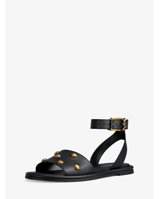 Michael Kors Black Rosetta Studded Leather Sandal