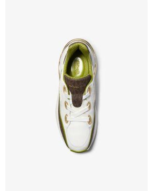 Michael Kors White Toni Mixed-Media Trainer
