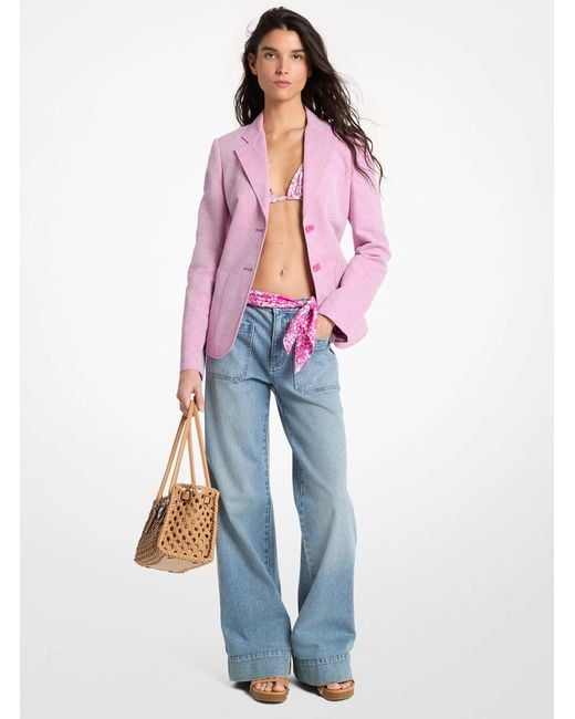 MICHAEL Michael Kors Pink Mk Linen And Cotton Patch Pocket Blazer