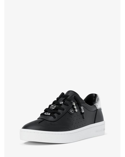 MICHAEL Michael Kors White Mk Scotty Embellished Leather Trainers