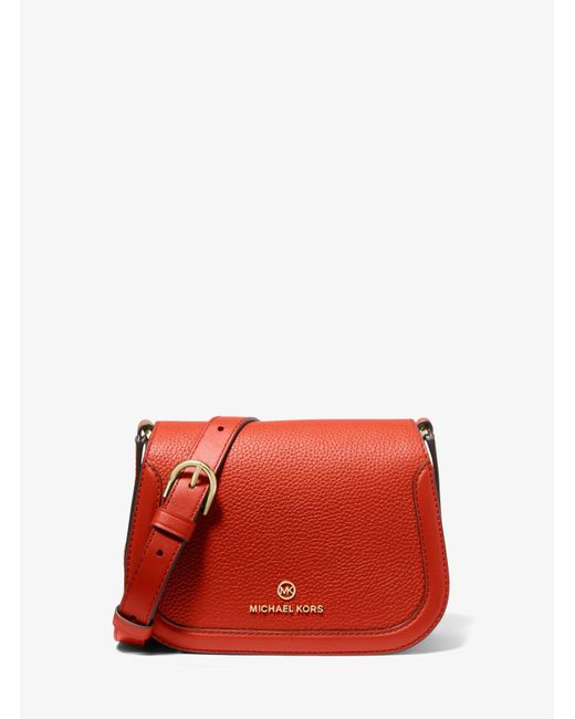 MICHAEL Michael Kors Red Lucie Small Pebbled Leather Crossbody Bag