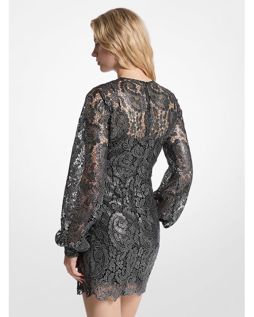 Mk Mini-Robe En Dentelle Métallisée À Motif Cachemire Michael Kors en coloris Gray