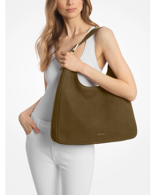 MICHAEL Michael Kors Green Mk Nolita Large Nubuck Hobo Shoulder Bag