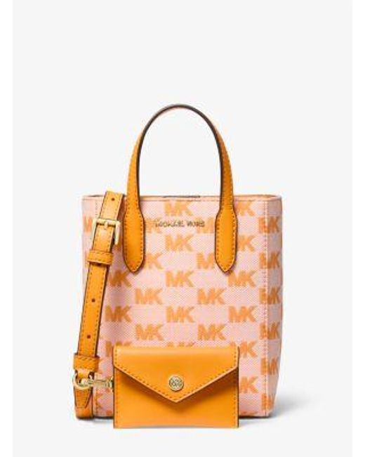 Michael Kors Orange Vincent Extra-Small Logo Jacquard Crossbody Bag With Card Case