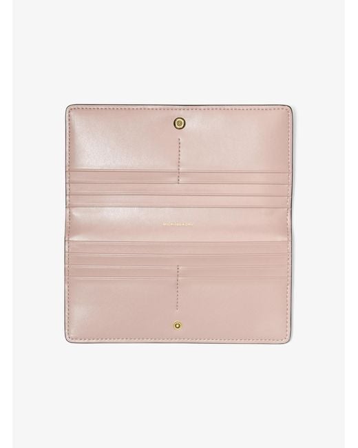 Michael Kors Pink Bryant Large Pebbled Leather Snap-Front Wallet