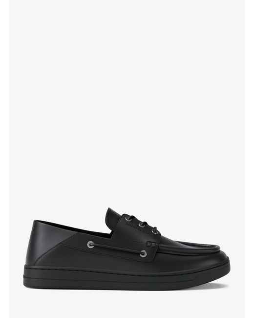 Michael Kors Black Mk Aiden Leather Boat Shoes for men