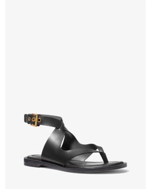 MICHAEL Michael Kors Black Mk Irene Leather Wrap Sandal