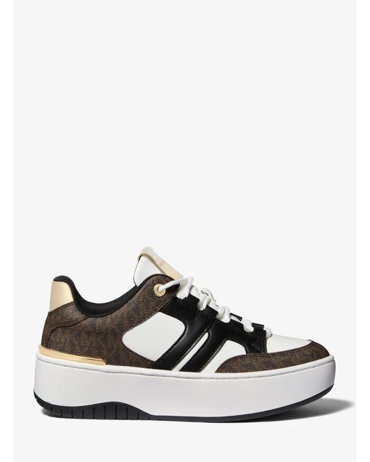 MICHAEL Michael Kors White Mk Ryder Mixed-Media Platform Trainers