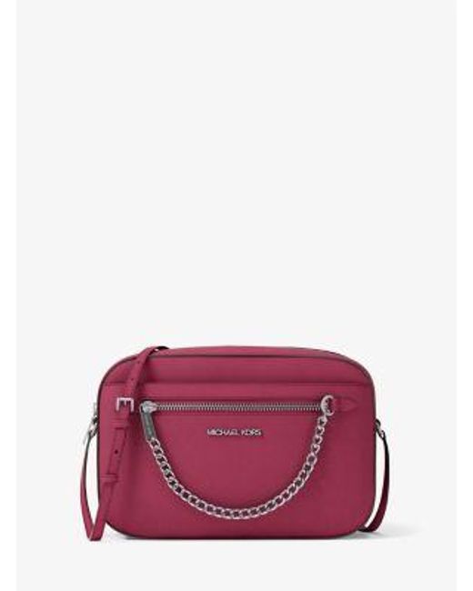 Michael Kors Purple Jet Set Large Saffiano Leather Crossbody Bag