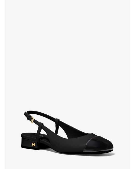 MICHAEL Michael Kors Black Mk Perla Leather Slingback Flat