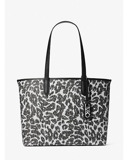 MICHAEL Michael Kors White Eliza Extra-large Leopard Logo Tote Bag