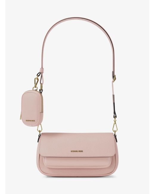 Michael Kors Pink Jet Set Travel Small Pebbled Leather Crossbody Bag With Pouch