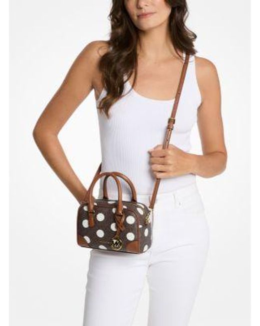 Michael Kors Brown Thompson Extra-Small Polka Dot Signature Logo Satchel