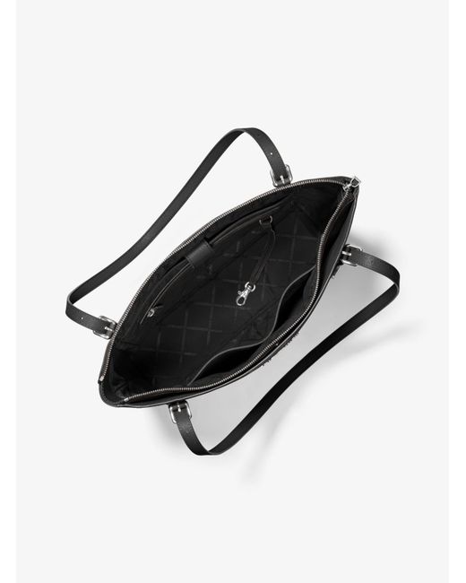 Michael Kors Black Voyager Large Saffiano Leather Top-zip Tote Bag