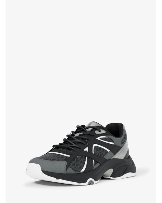 Michael Kors White Mk Leo Mixed-Media Trainer for men