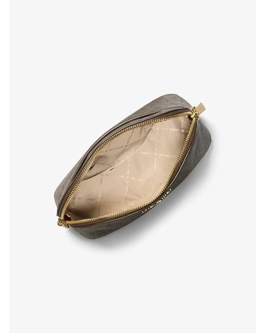 Michael Kors Outlet Brown Mk Cindy Signature Logo Dome Crossbody Bag