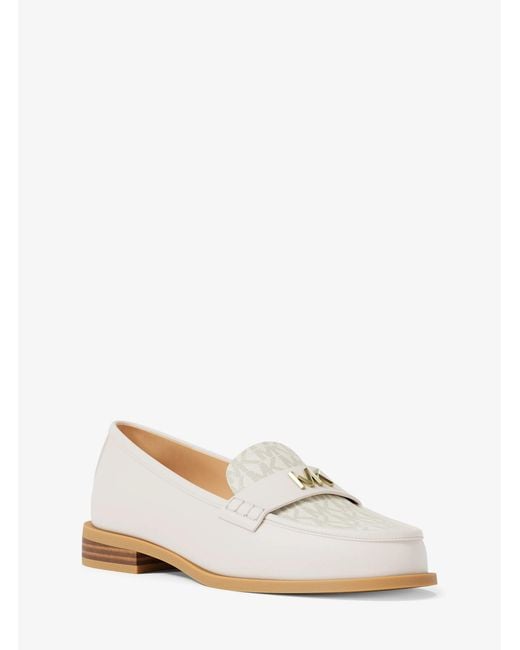 MICHAEL Michael Kors White Mk Lex Leather And Signature Logo Loafer