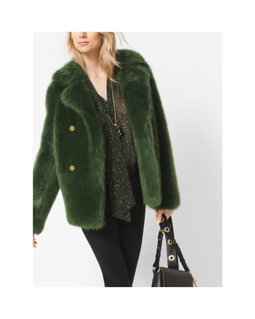 Michael Kors Faux fur Peacoat in Green Lyst