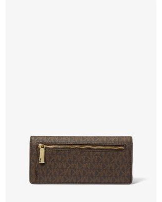 MICHAEL Michael Kors Brown Jet Set Large Signature Logo Snap-Front Wallet