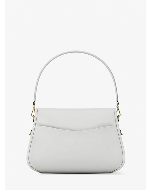 MICHAEL Michael Kors White Mk Holmes Medium Pebbled Leather Convertible Messenger Bag