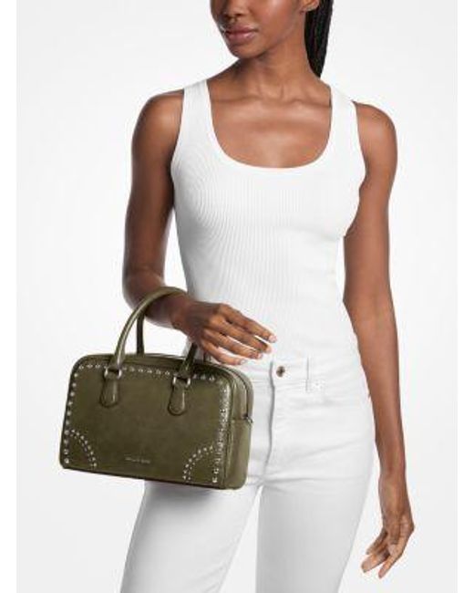 Michael Kors Metallic Thompson Medium Distressed Studded Satchel