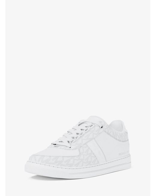 Michael Kors White Brady Signature Logo And Leather Sneaker for men