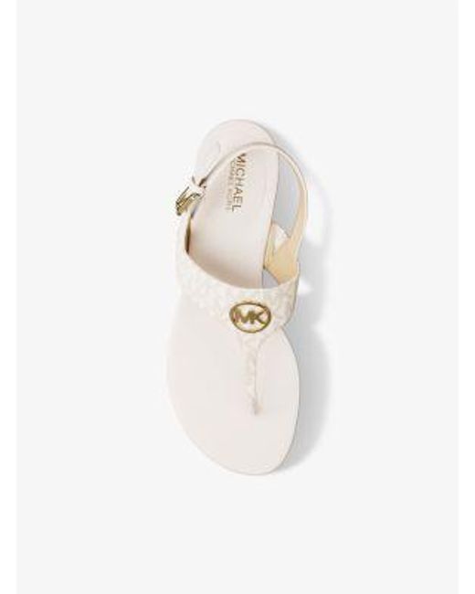 Michael Kors White Hannah Signature Logo T-Strap Sandal