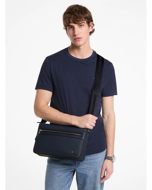 Michael Kors Black Mk Edison Medium Saffiano Leather Messenger Bag for men