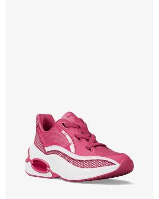 Michael Kors Pink Mk Toni Mixed-Media Trainers