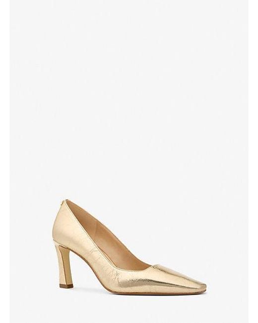 Michael Kors Natural Darrah Crackled Metallic Leather Pump