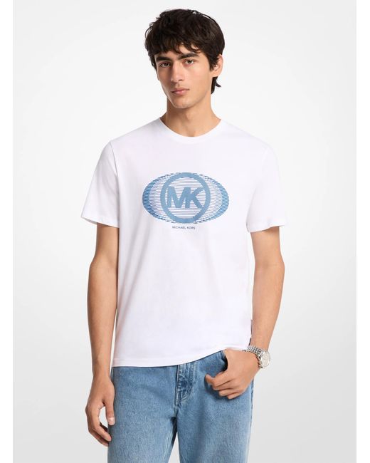 Michael Kors White Graphic Logo Cotton T-Shirt for men