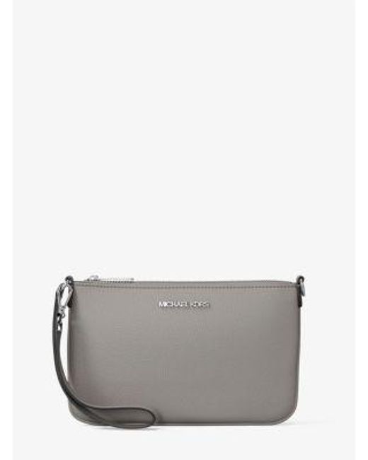 Michael Kors Gray Jet Set Small Pebbled Leather Convertible Wristlet