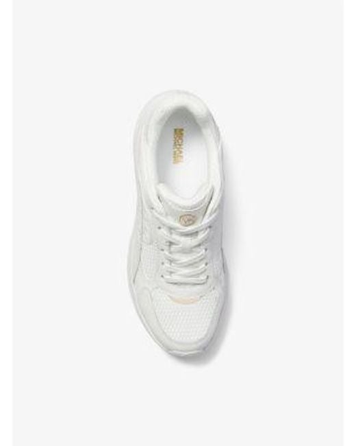 Michael Kors White Mk Sami Mesh And Leather Trainer