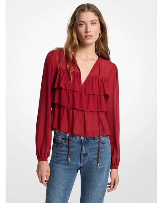 MICHAEL Michael Kors Mk Tiered Georgette Blouse