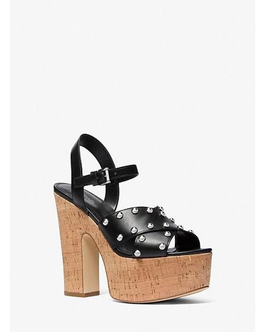 Michael Kors Black Selah Studded Platform Sandal