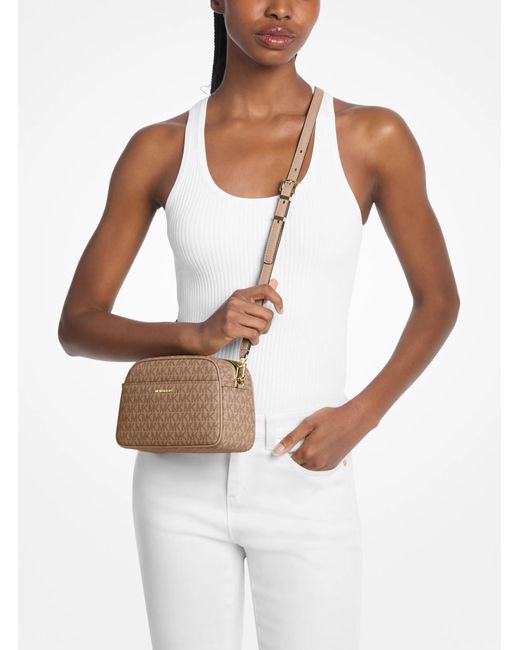 MICHAEL Michael Kors Natural Jet Set Small Signature Logo Camera Crossbody Bag