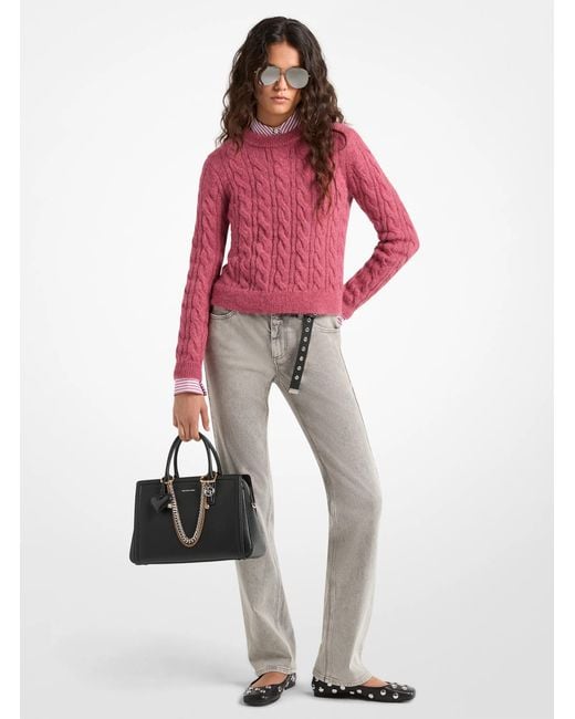 Michael Kors Red Mk Cable Knit Nylon And Alpaca Blend Jumper