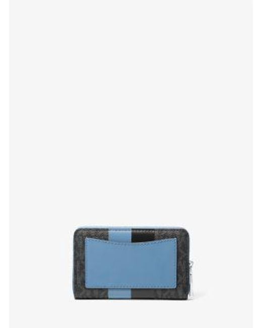 Michael Kors White Jet Set Small Signature Logo Stripe Card Case