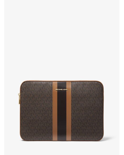 Michael Kors Brown Jet Set Logo Stripe 13 Inch Laptop Case