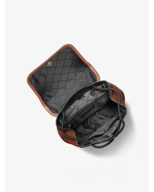 Michael Kors Brown Hudson Pebbled Leather Utility Backpack for men