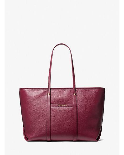 Michael Kors Red Beck Large Pebbled Leather Tote Bag