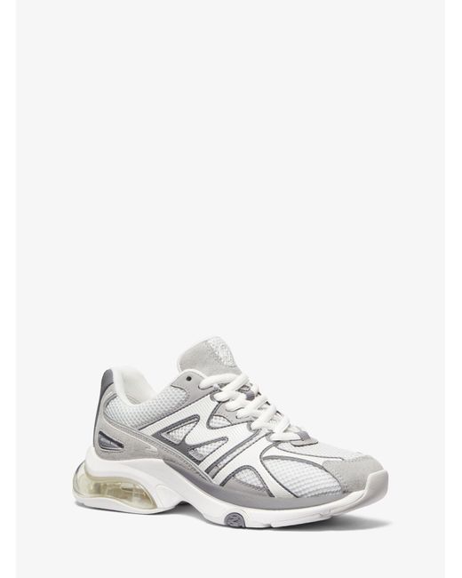 Michael Kors White Kit Extreme Mesh And Leather Trainer