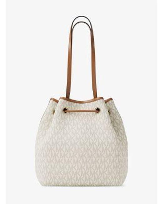 Michael Kors Natural Avery Medium Signature Logo Bucket Tote Bag