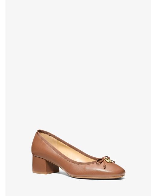 MICHAEL Michael Kors Natural Mk Piper Flex Leather Block Heel Pump