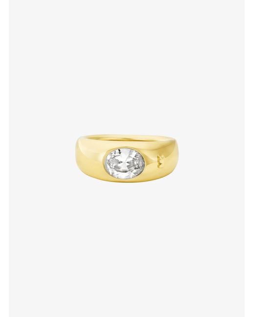 Michael Kors White Precious Metal-Plated Cubic Zirconia Signet Ring