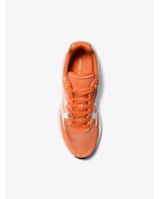 Michael Kors Orange Riley Mixed-Media Trainer